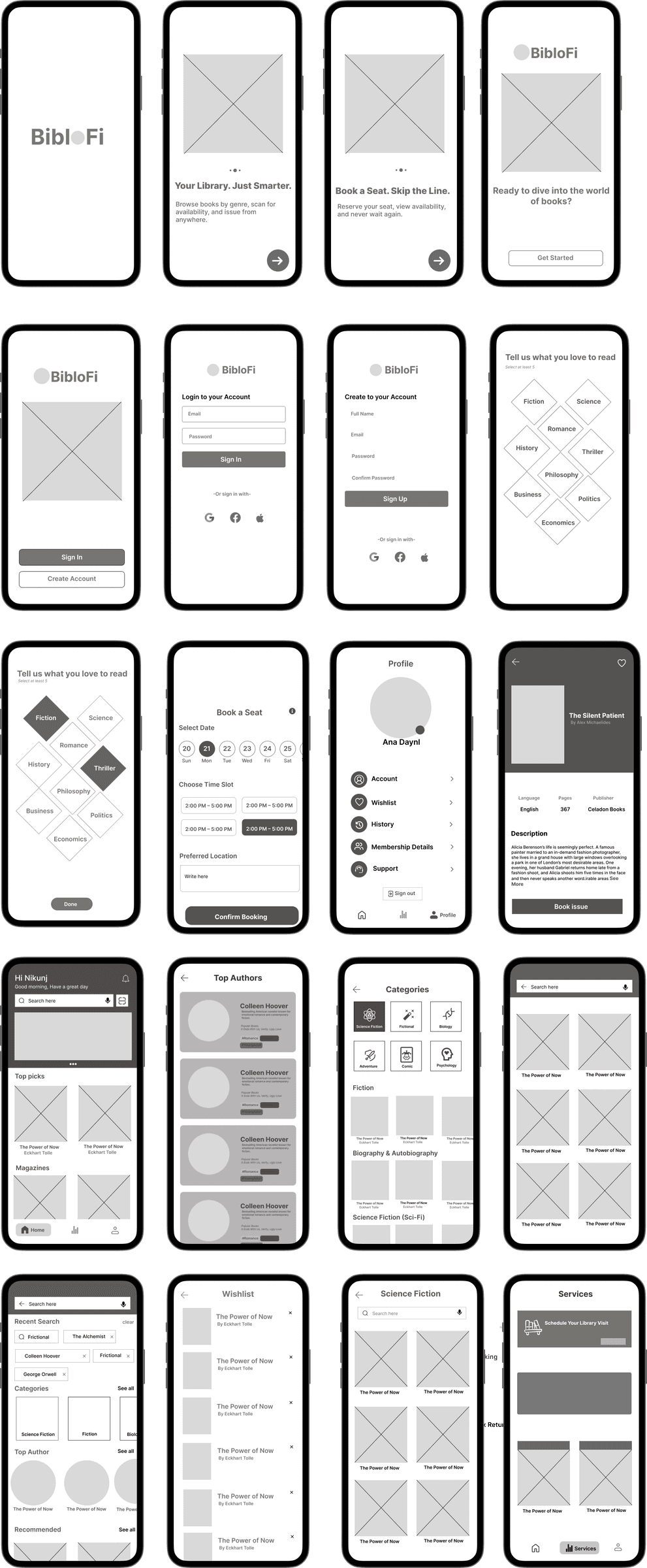Lo-fi wireframes