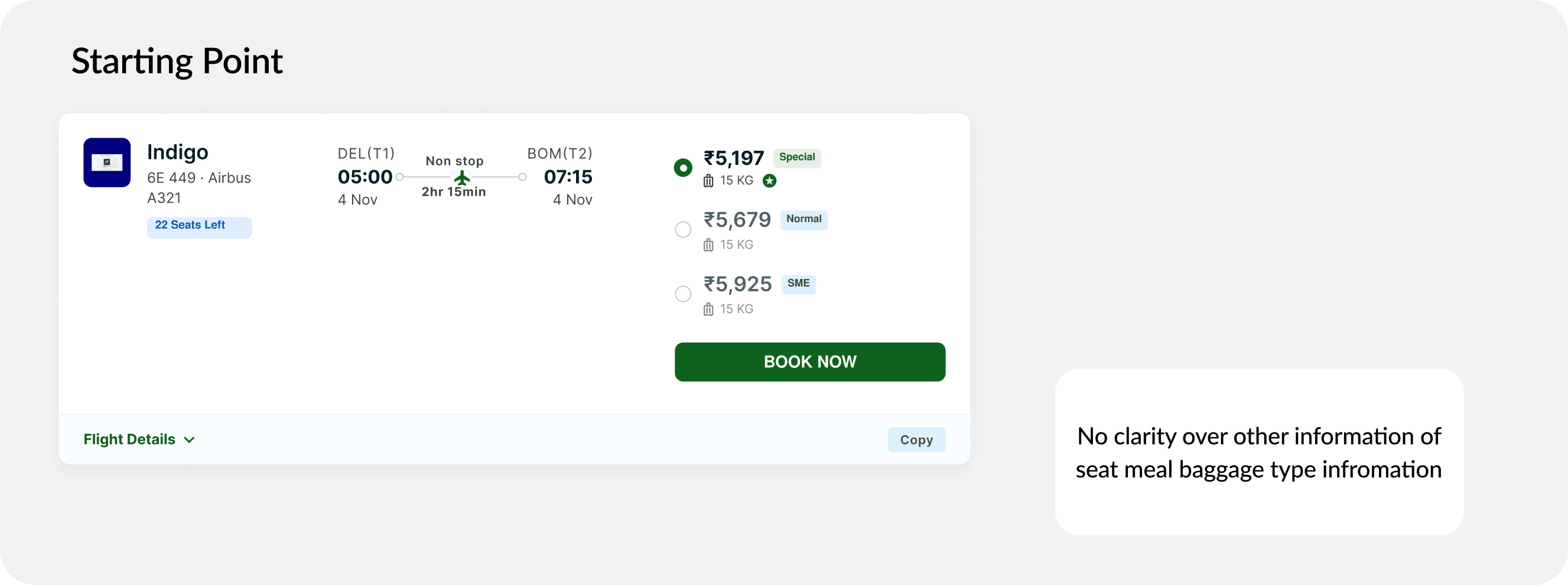 Old fare listing design