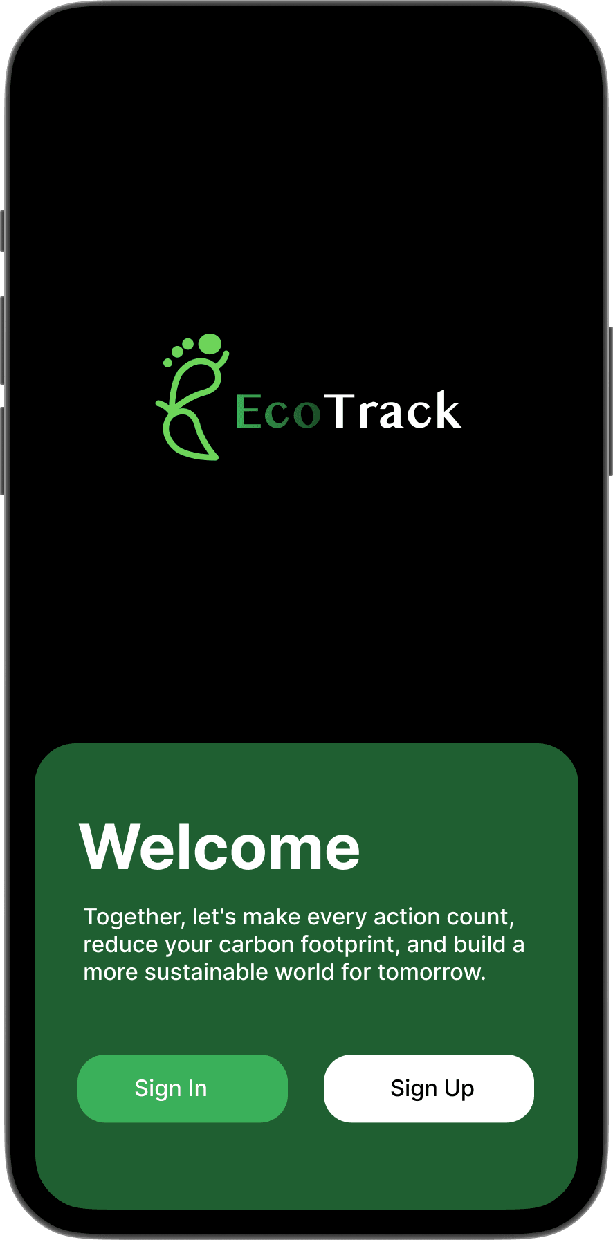 EcoTrack welcome screen
