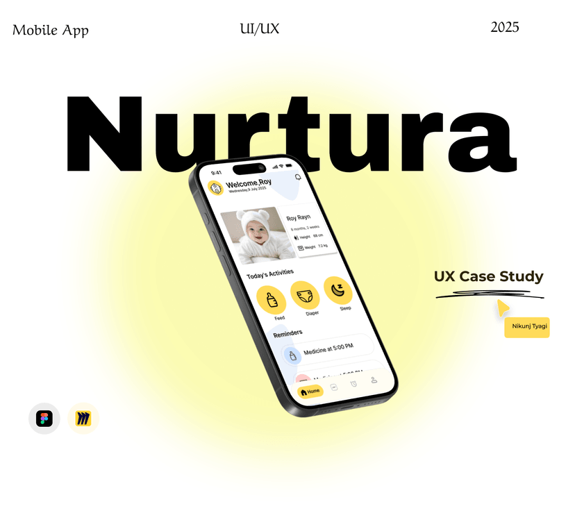 Nurtura baby-care app case study on Behance