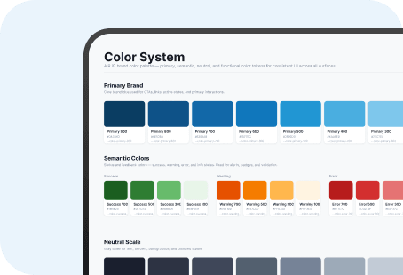 Design system components and tokens
