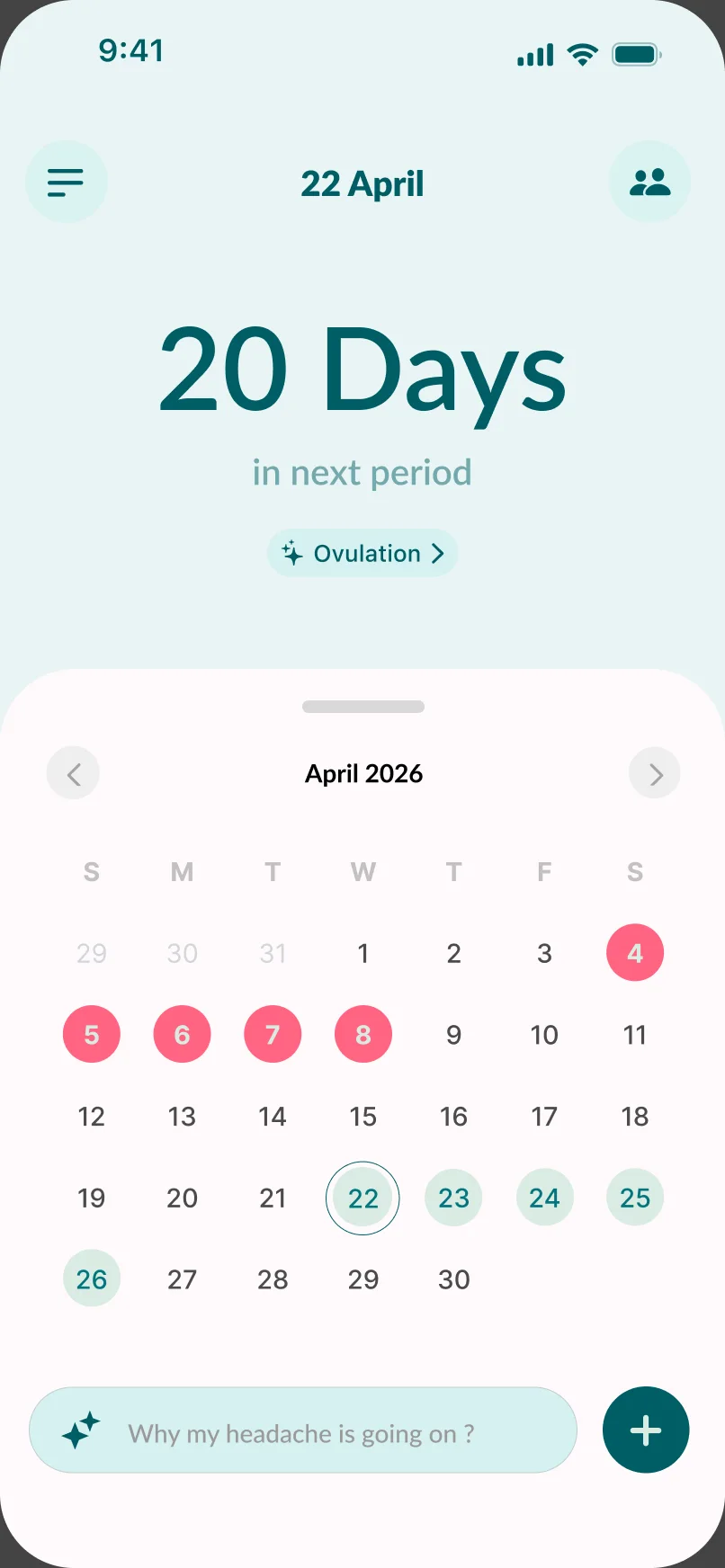 Home in the fertile window: 20 days, the top in teal
