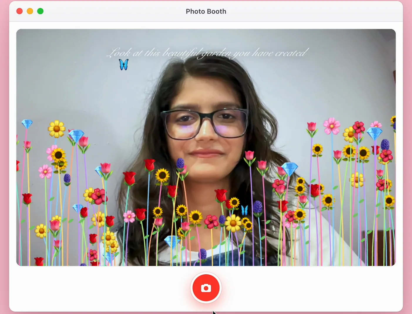 Finger garden: flowers planted across the bottom of the picture with the fingers