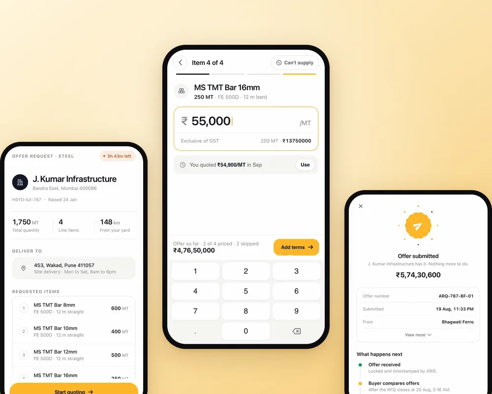 Vendor Rate Submission: B2B Marketplace · Mobile