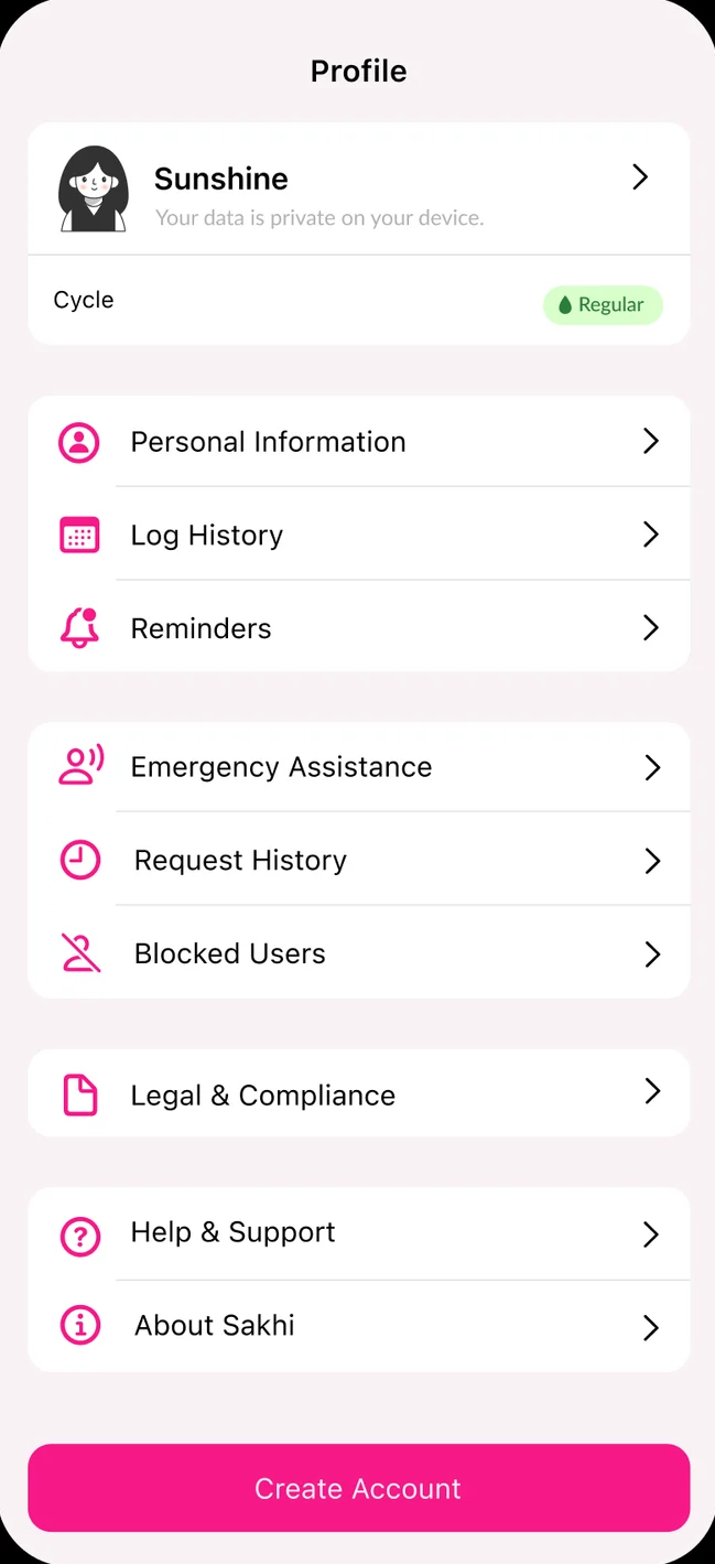 Sakhi profile screen
